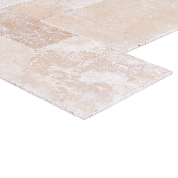 Tuscany Beige Travertine Tiles 4 sized Pattern Brushed and Chiseled - Belair Collection