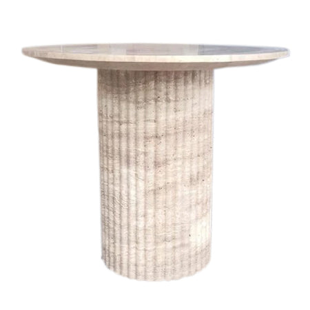 Tuscany Beige Travertine Vein-cut Oval Shape Coffee Table Fluted Leg (W)24" (L)50" (H)23"