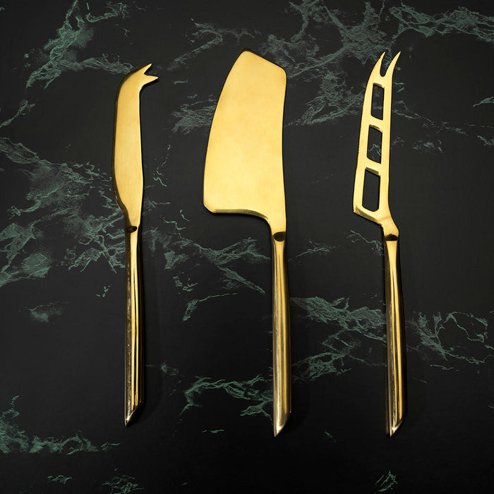 Cheese Knives in Gold Set of 3