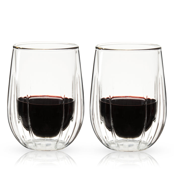 Double-Walled Stemless Wine Glasses Set of 2