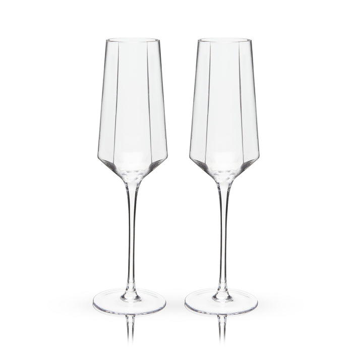 Seneca Diamond Crystal Champagne Flutes Set of 2