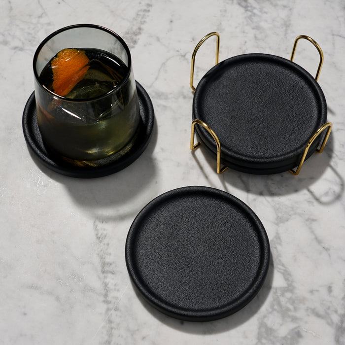 Earthenware Coasters with Stand Set of 4