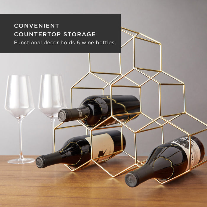 Geo Countertop Wine Rack in Gold