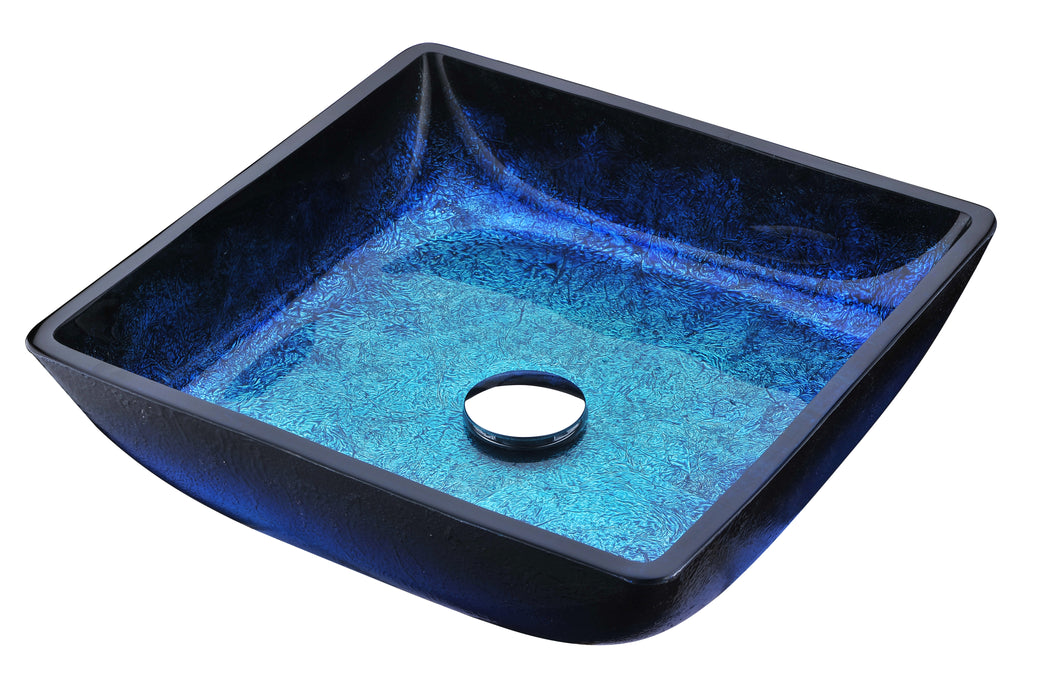 Viace Series Deco-Glass Vessel Sink in Blazing Blue