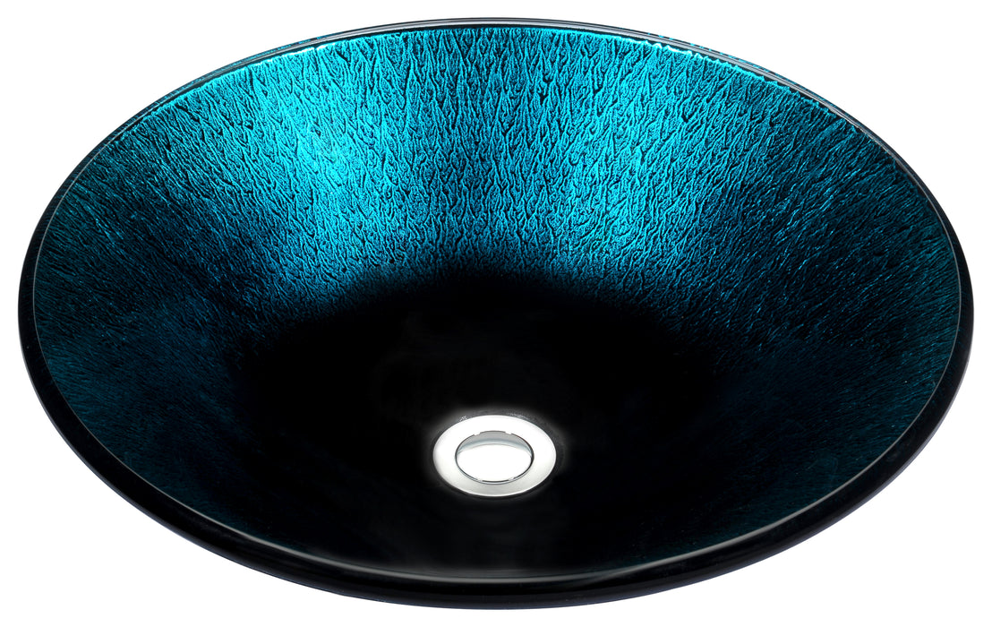 Stellar Series Deco-Glass Vessel Sink in Marine Crest