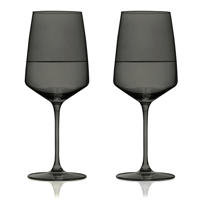 Reserve Nouveau Crystal Wine Glasses in Smoke Set of 2