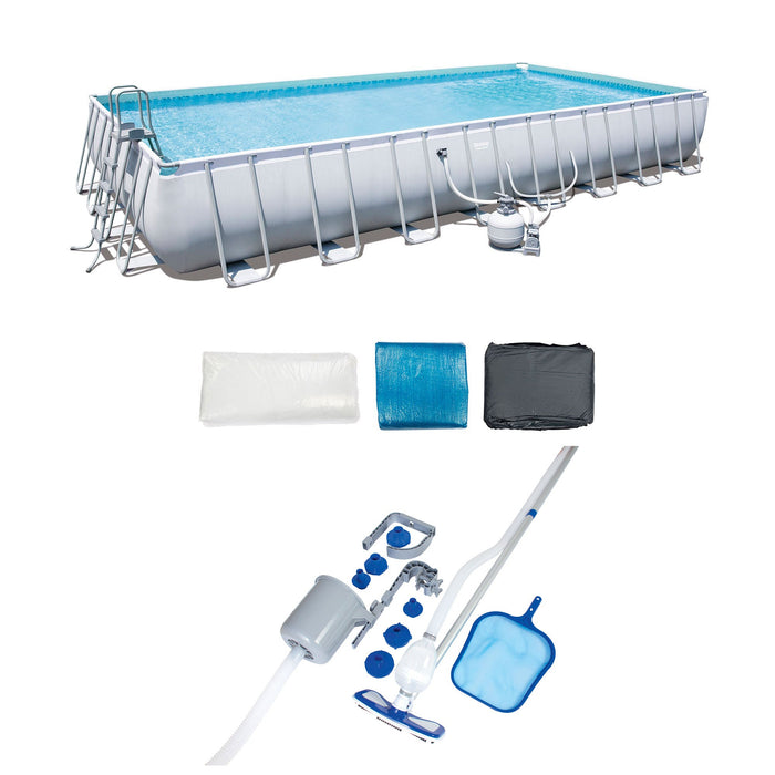 Bestway Frame Swimming Pool & Pool Cleaning Vacuum & Maintenance Accessories Kit