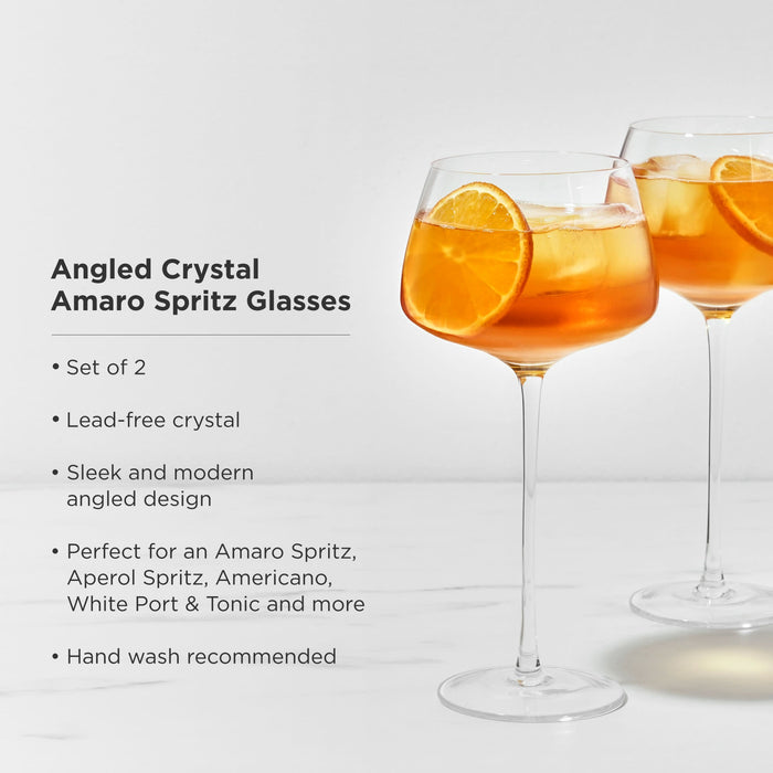 Raye Angled Crystal Amaro Spritz Glasses Set of 2