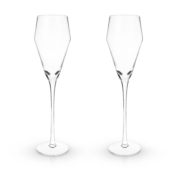 Raye Angled Crystal Prosecco Glasses Set of 2