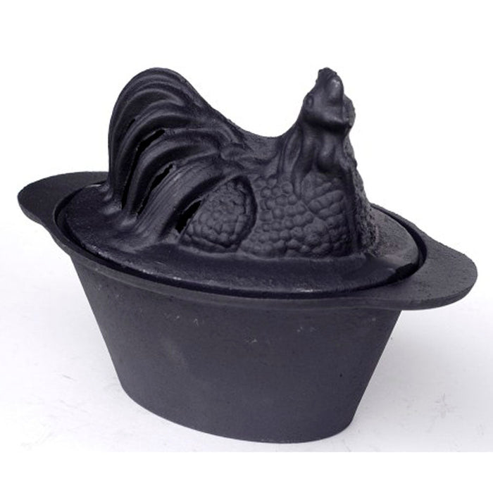 US Stove 1 Quart Enamel Cast Iron Wood Stove Steamer Humidifier, Black Chicken