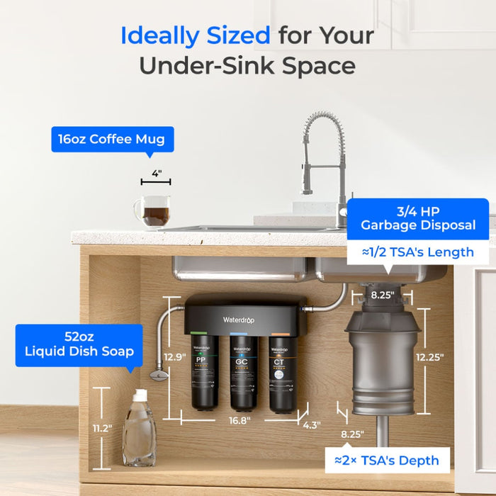 3-stage Under Counter Direct Connect Filtration System Waterdrop TSA