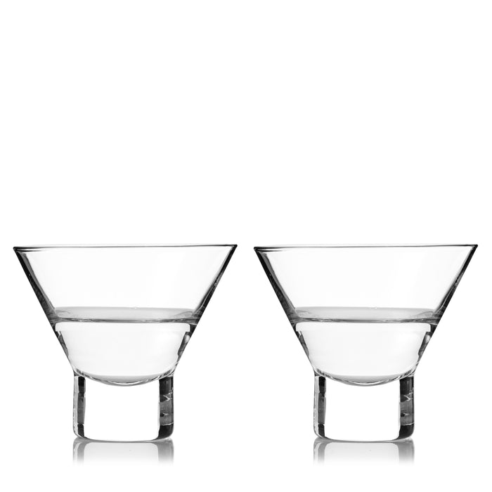 Raye Heavy Base Crystal Stemless Martini Glasses Set of 2