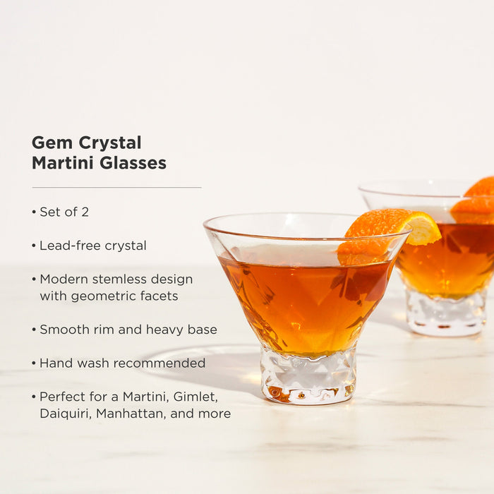 Gem Crystal Martini Glasses Set of 2