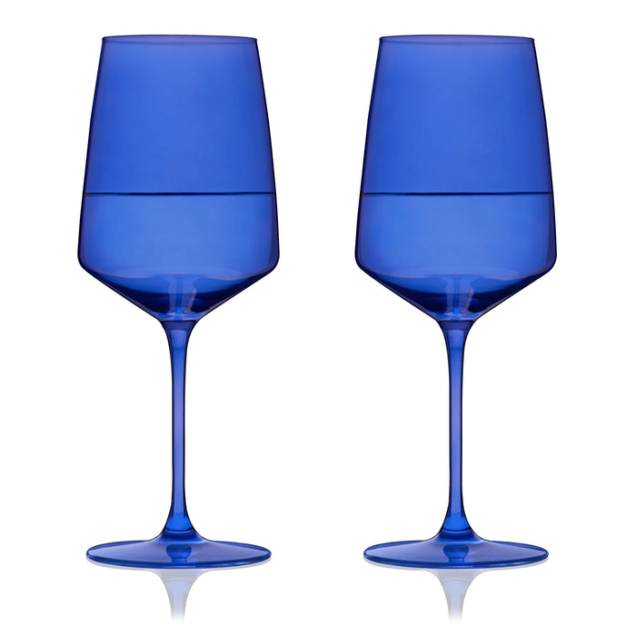 Reserve Nouveau Crystal Wine Glasses in Cobalt Set of 2