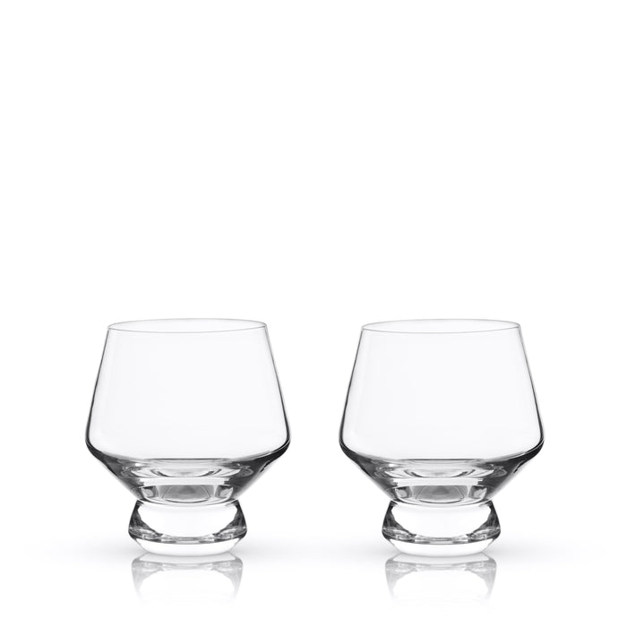 Footed Crystal Punch Glasses Set of 2