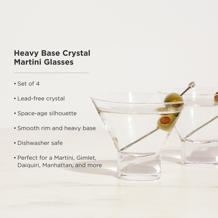 Raye Heavy Base Crystal Stemless Martini Glasses Set of 4