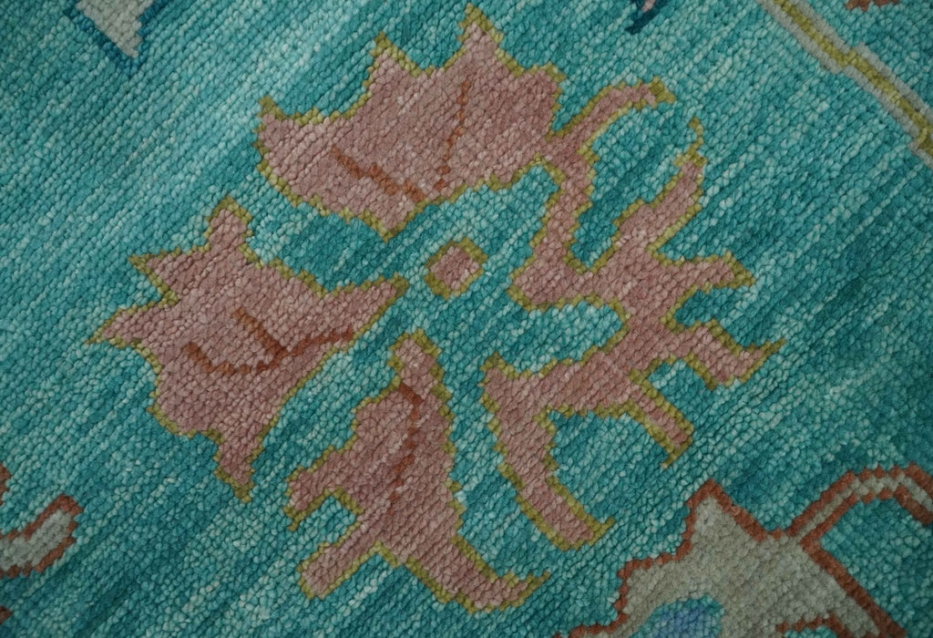 Vibrant Colorful Blue and Green Hand knotted 9x12 wool Area Rug