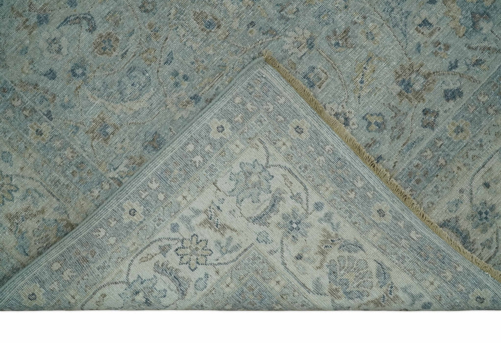 Vintage 6x9, 8x10 and 9x12 Hand Knotted Traditional Silver, brown and Beige Antique Textured Low Pile Distressed Wool Rug | TRD53114