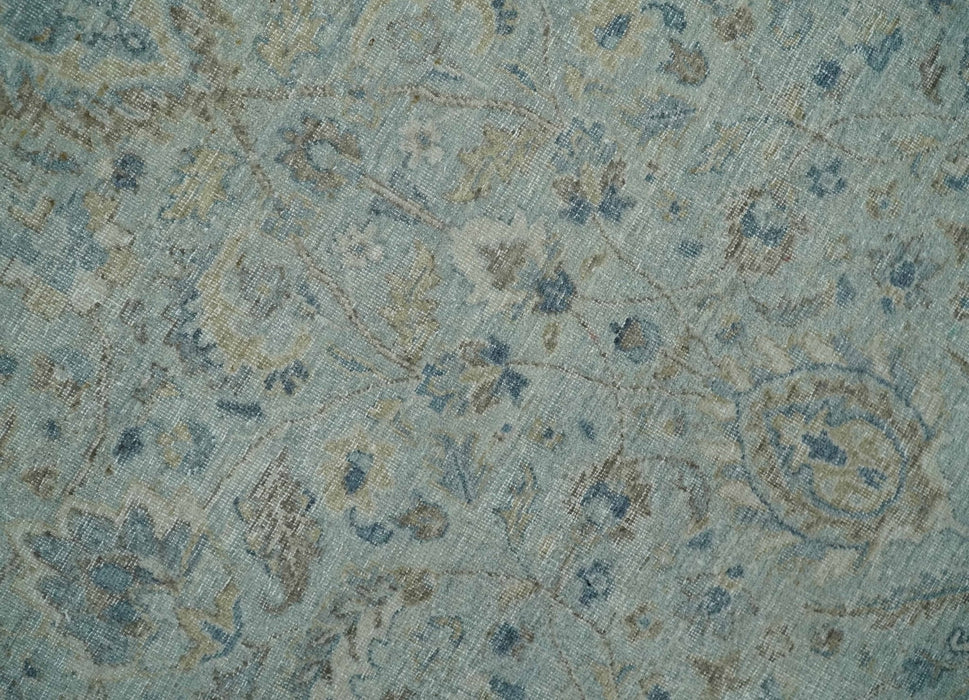 Vintage 6x9, 8x10 and 9x12 Hand Knotted Traditional Silver, brown and Beige Antique Textured Low Pile Distressed Wool Rug | TRD53114