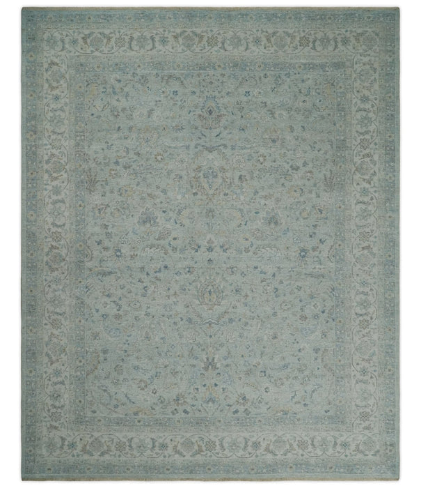 Vintage 6x9, 8x10 and 9x12 Hand Knotted Traditional Silver, brown and Beige Antique Textured Low Pile Distressed Wool Rug | TRD53114