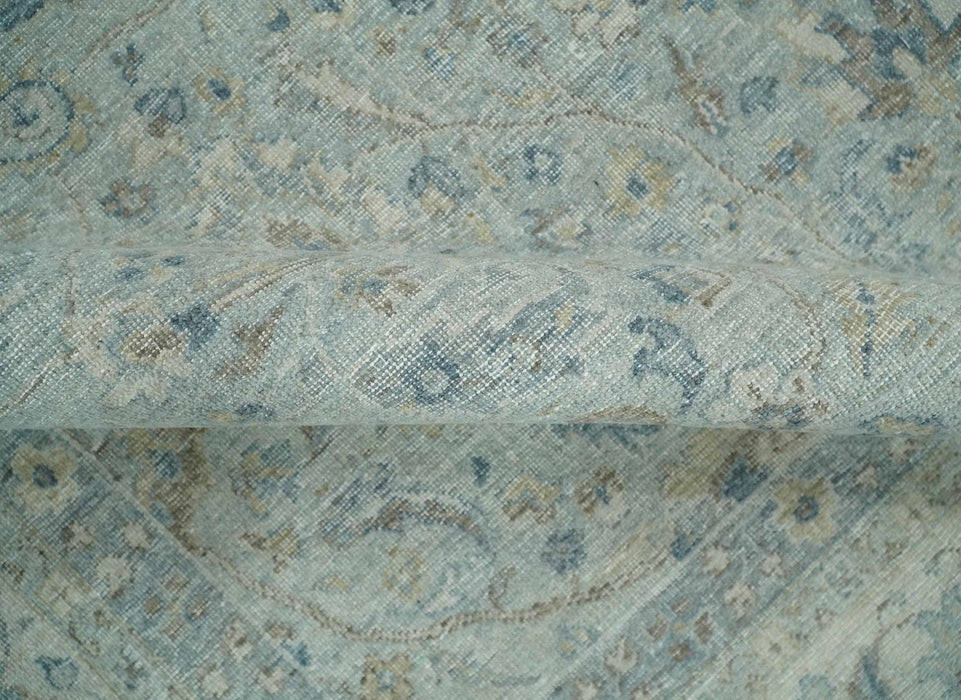 Vintage 6x9, 8x10 and 9x12 Hand Knotted Traditional Silver, brown and Beige Antique Textured Low Pile Distressed Wool Rug | TRD53114