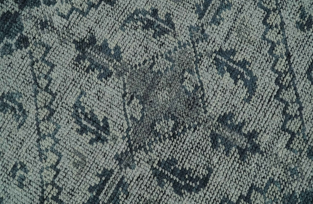 Vintage Style Distressed Traditional Hand Knotted Serapi Silver and Gray Multi Size Area Rug