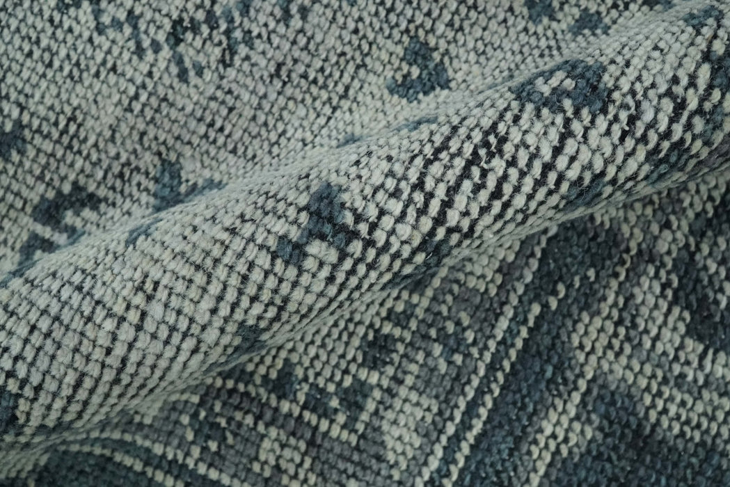Vintage Style Distressed Traditional Hand Knotted Serapi Silver and Gray Multi Size Area Rug