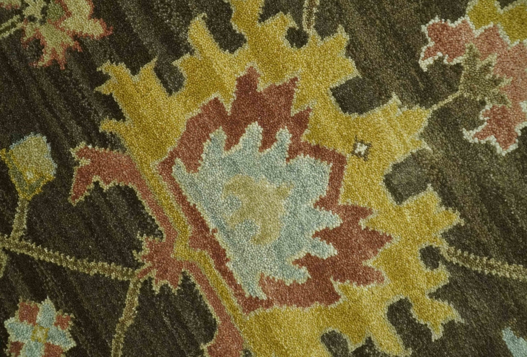 Vintage Style Antique design Green and Rust 8x10 Traditional Floral wool area rug