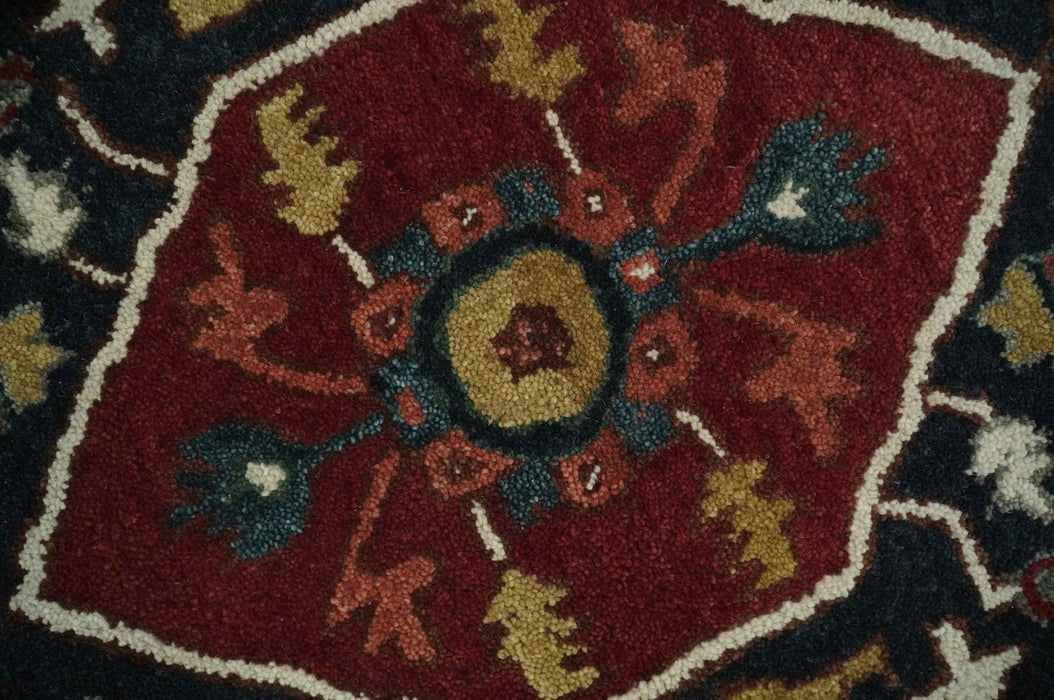 Vintage Style Black, Rust, Teal and Ivory Hand Tufted 8x10 Traditional wool Area Rug
