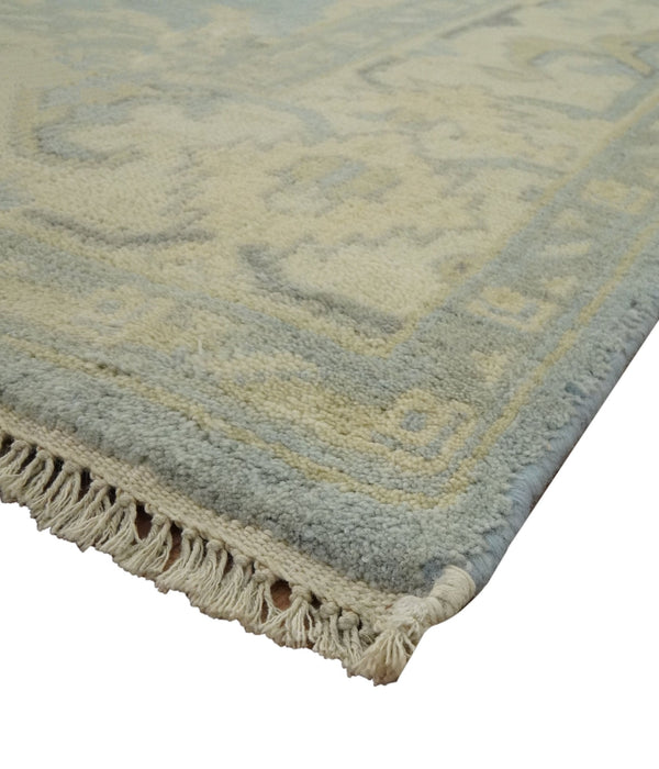Vintage Style Hand Knotted Gray and Beige 6x9 Traditional Oriental Oushak wool rug