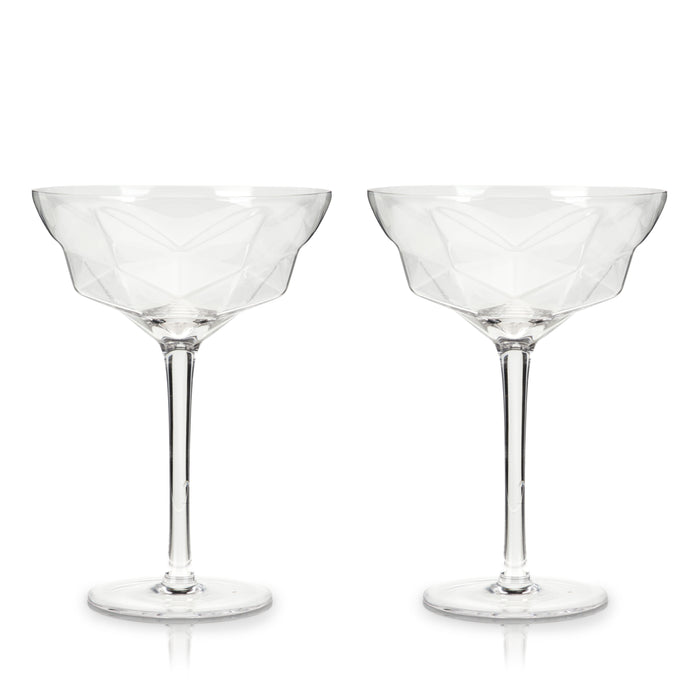 Seneca Faceted Crystal Martini Glasses Set of 2