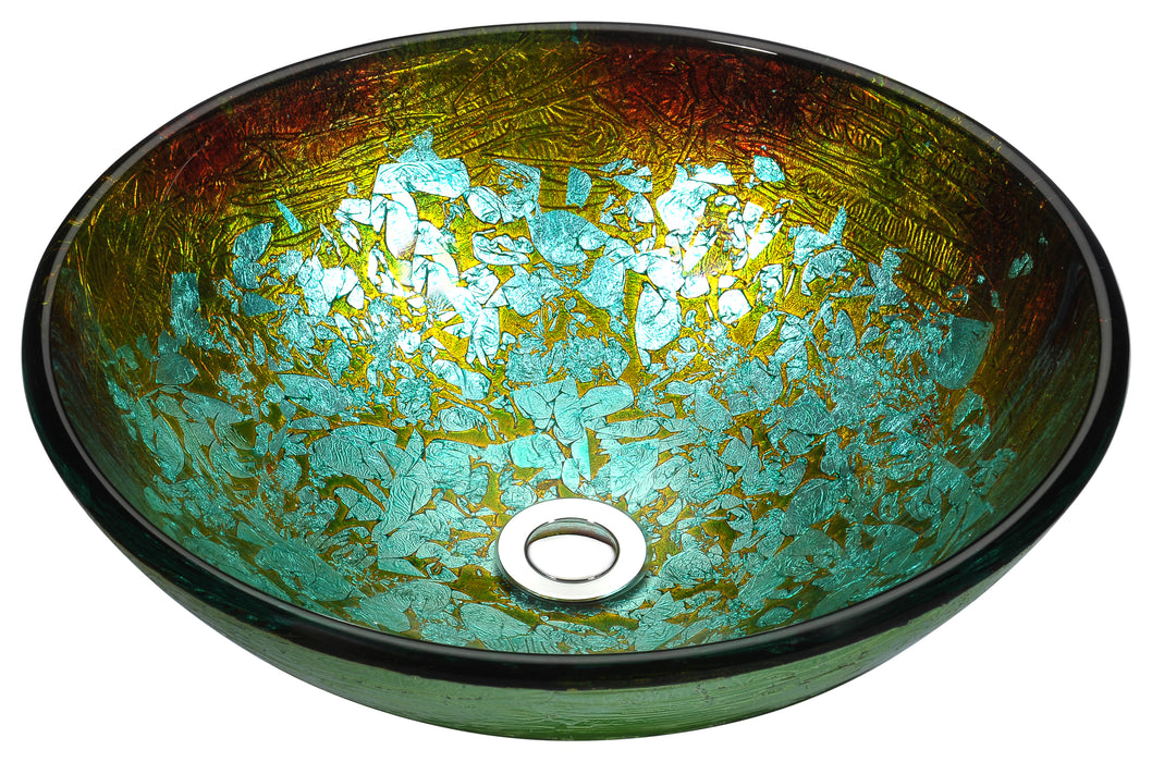 Stellar Series Deco-Glass Vessel Sink in Glacial Blaze