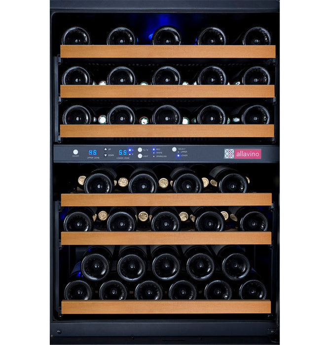 FlexCount Series 56 Bottle Dual Zone Built-in Wine Cooler Refrigerator with Black Door - Right Hinge