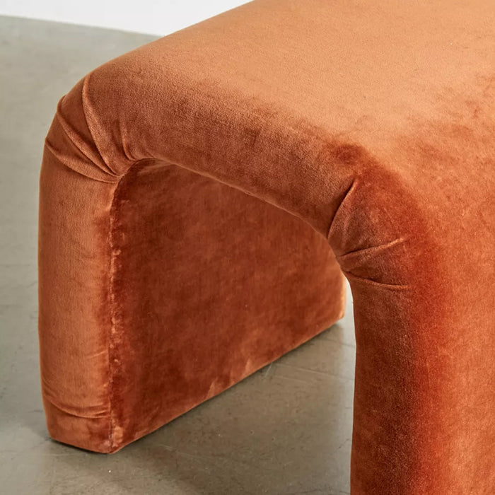 Waterfall Stool in Burnt Orange Velvet (W)19.5" (L)19" (H)16"