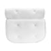 The Soft Bathtub Pillows For Whirlpool Spa Tubs is a white cushioned bath pillow featuring a textured surface, a padded headrest, and a larger cushioned section below, both adorned with tufted button details.