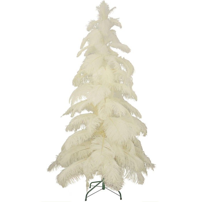 White Ostrich Feather Christmas Tree