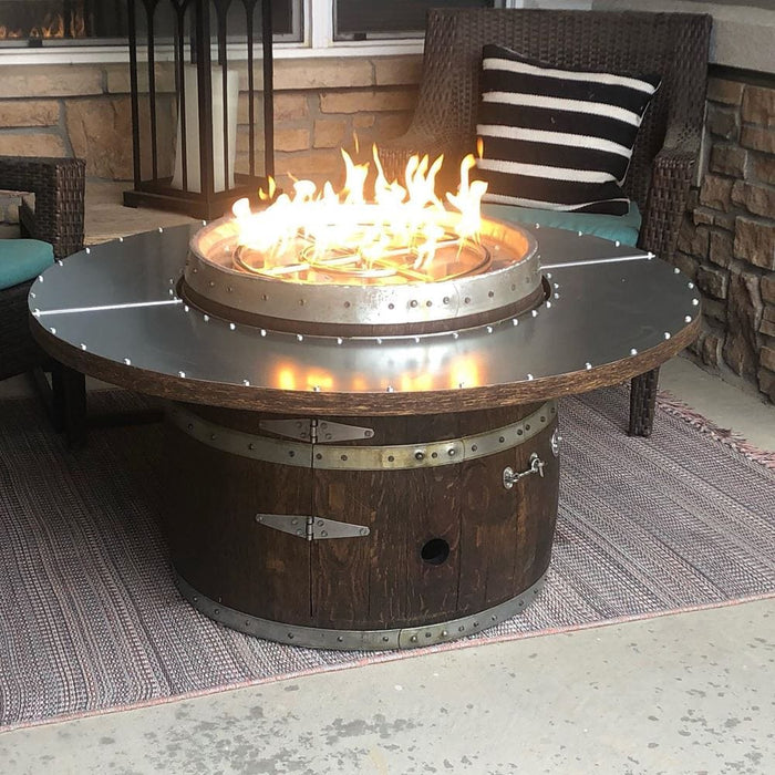 Wine Barrel Dude Coffee Table 46-Inch Wooden Gas Fire Pit Table