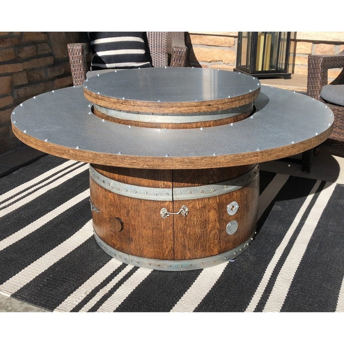 Wine Barrel Dude Coffee Table 46-Inch Wooden Gas Fire Pit Table