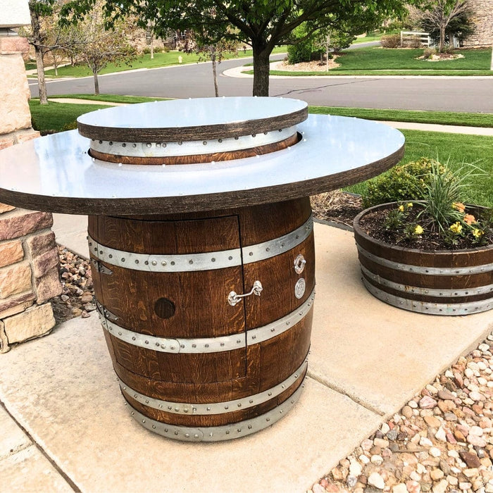 Wine Barrel Dude Full Barrel 46-Inch Wooden Gas Fire Pit Table