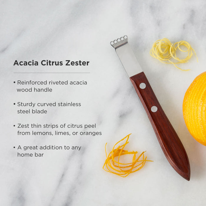 Professional Citrus Zester with Acacia Wood Handle