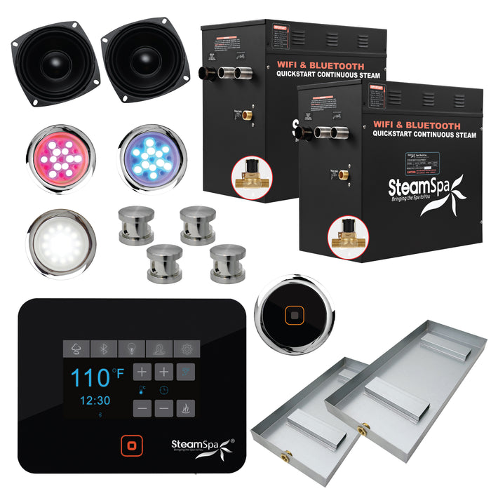 Black Series Wifi and Bluetooth 24kW QuickStart Steam Bath Generator Package in Brushed Nickel