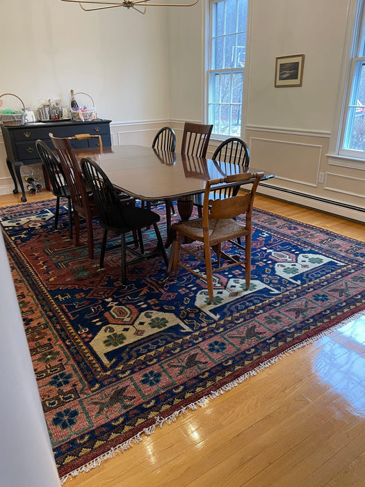Wool Traditional Antique Style Wool Red and Blue Area Rug