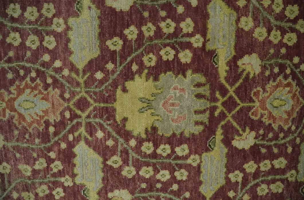 Wool Traditional Brown, Green and Beige 8x10 Floral Hand knotted Oushak Area Rug