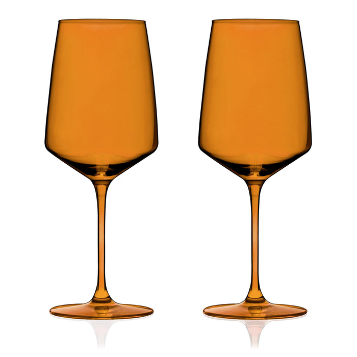 Reserve Nouveau Crystal Wine Glasses in Amber Set of 2