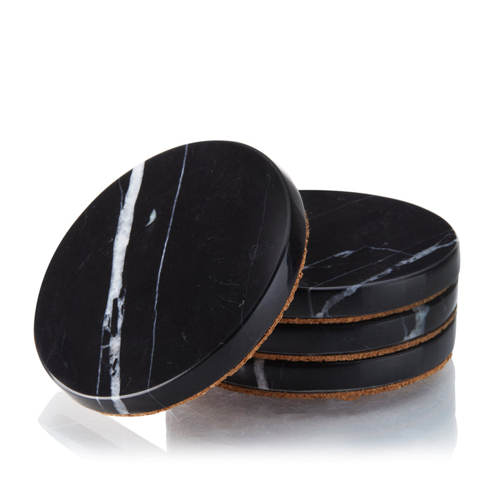 Marble Coaster Set in Black Set of 4