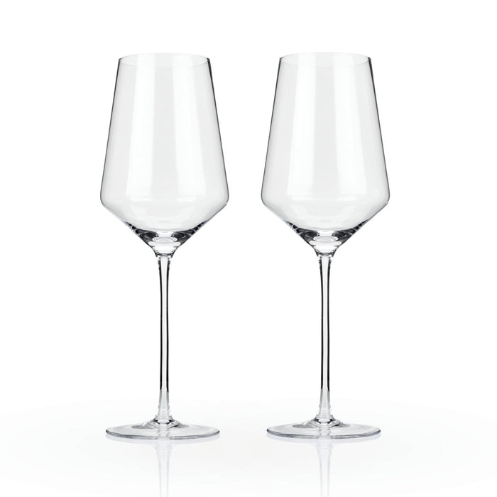 Raye Angled Crystal Bordeaux Glasses Set of 2