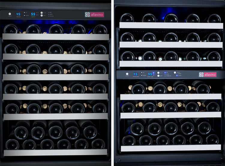 47" Wide FlexCount II Tru-Vino 112 Bottle Three Zone Stainless Steel Side-by-Side Wine Refrigerator