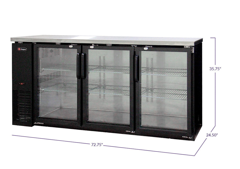 Commercial Back Bar Cooler with Three Glass Doors