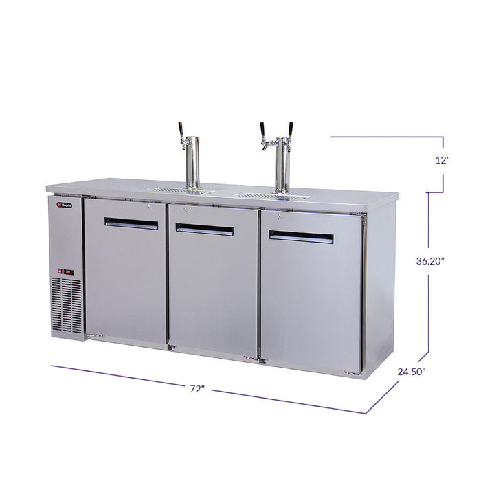 72" Wide Six Tap Stainless Steel Craft Beer Kegerator