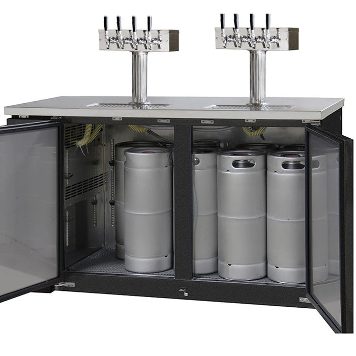 61" Wide Eight Tap Black Craft Beer Kegerator